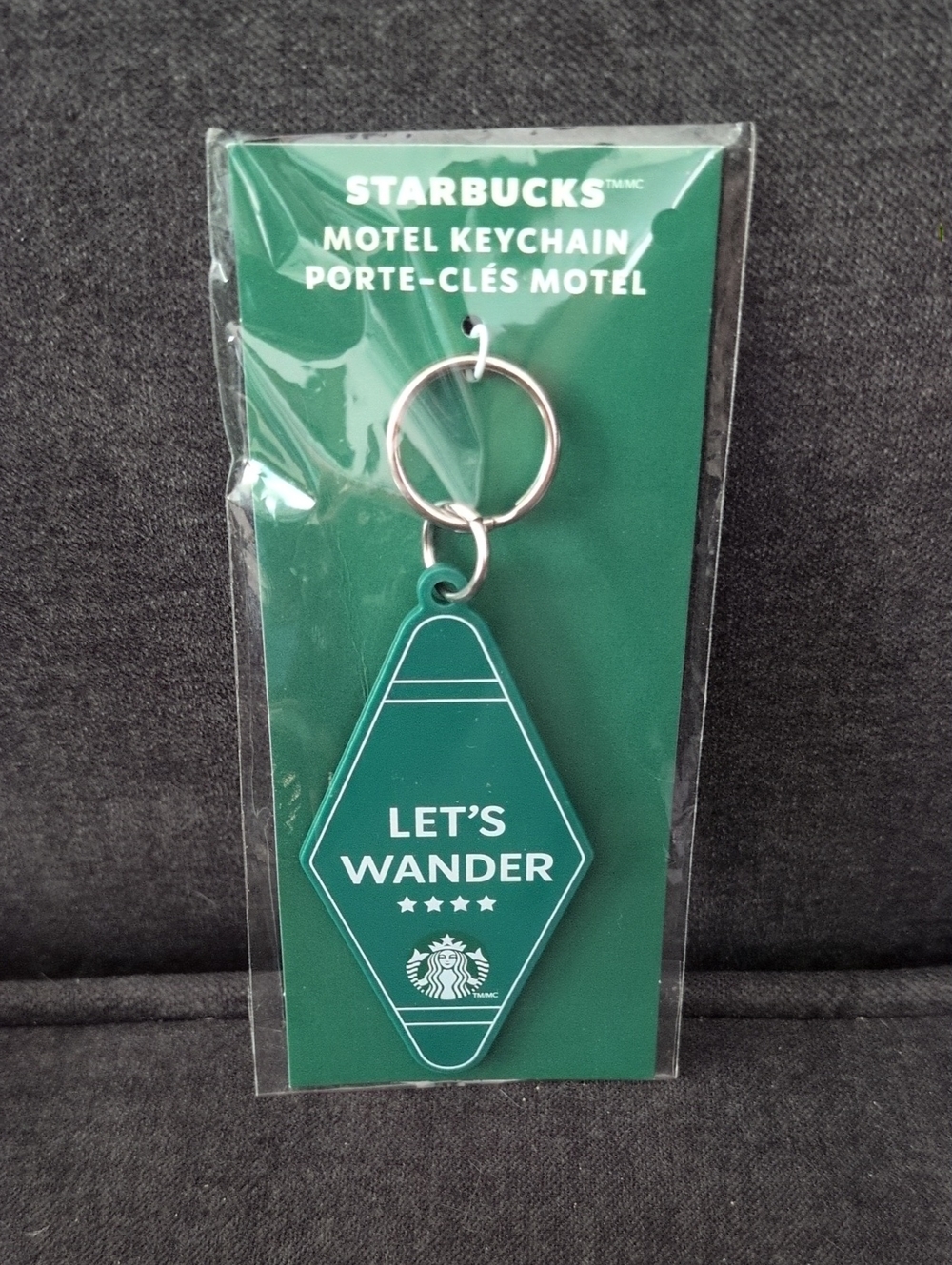 Starbucks Green 'Let's Wander' Key Tag with Metal Ring